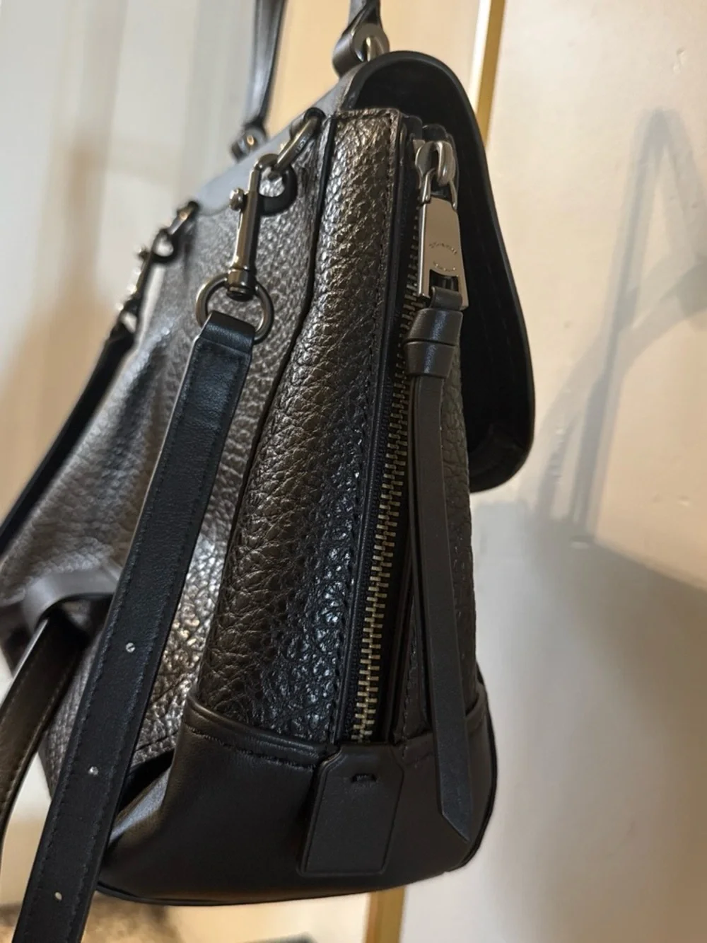 Coach Black Leather Turnlock Satchel with Top Handle